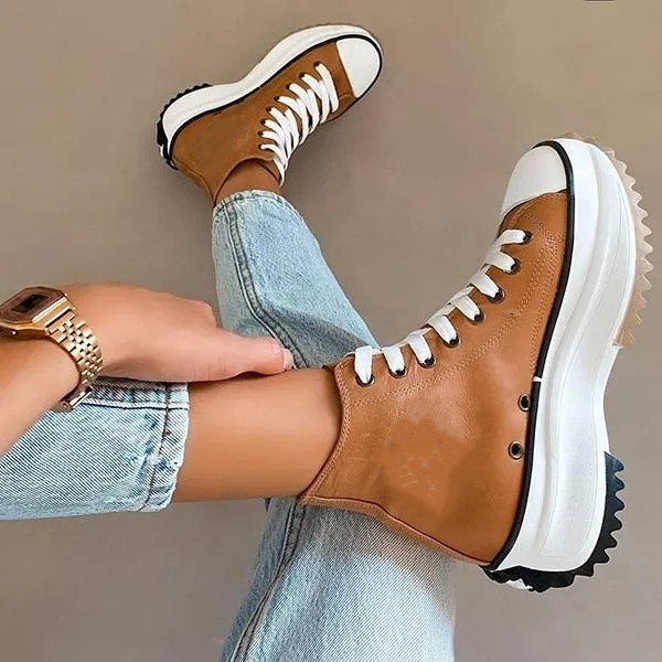 Veooy Non-slip Sole High Top Lace Up Boots