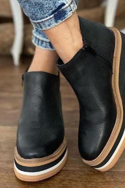 Veooy Comfy Solid Color Wedge Ankle Boots