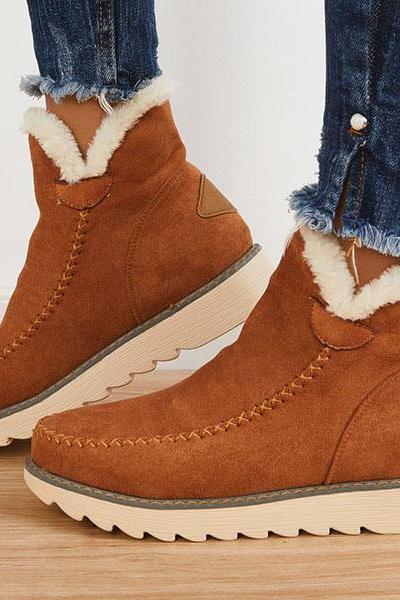Veooy Fur Lining Ankle Snow Boots