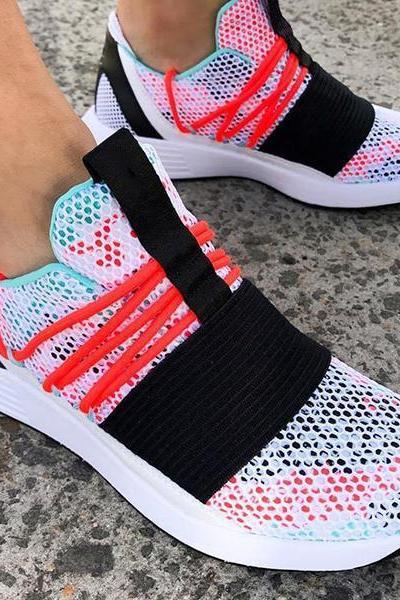 Veooy Colorful Mesh Flat Comfortable Sneakers