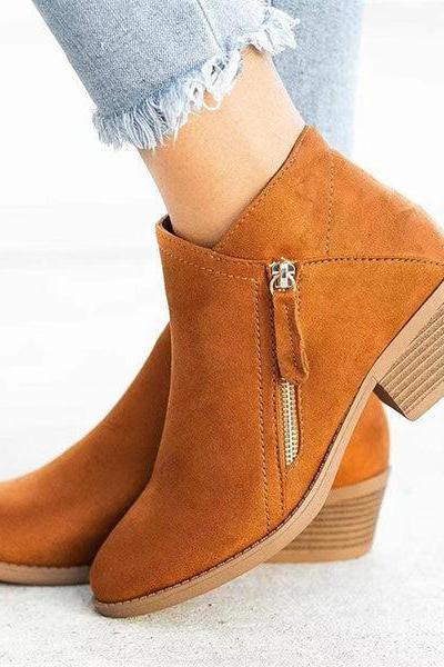 Veooy Suede All Match Side Zipper Ankle Booties