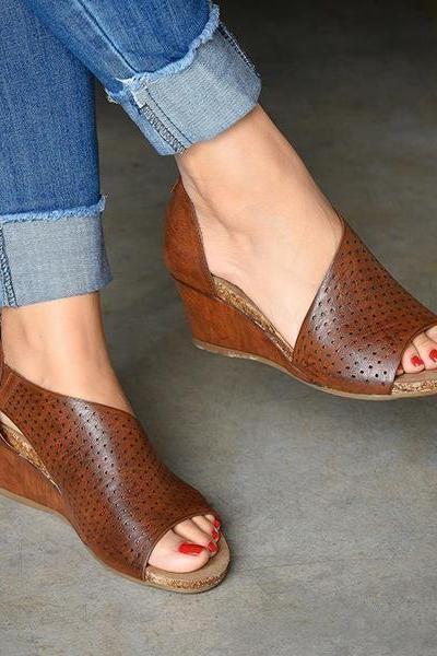 Veooy Women Summer Vintage Wedge Sandals