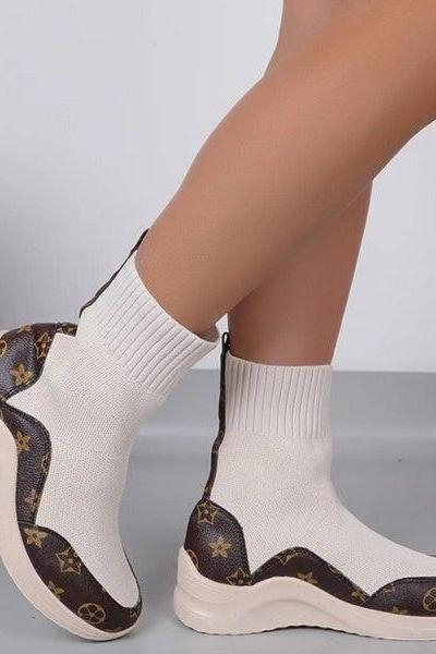 Veooy Women Comfort Stretch Knitted Sock Booties