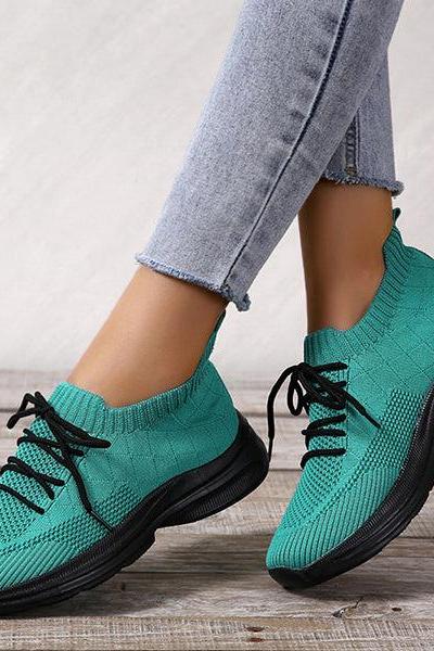 Veooy Casual Knit Slip-On Colorblock Sneakers