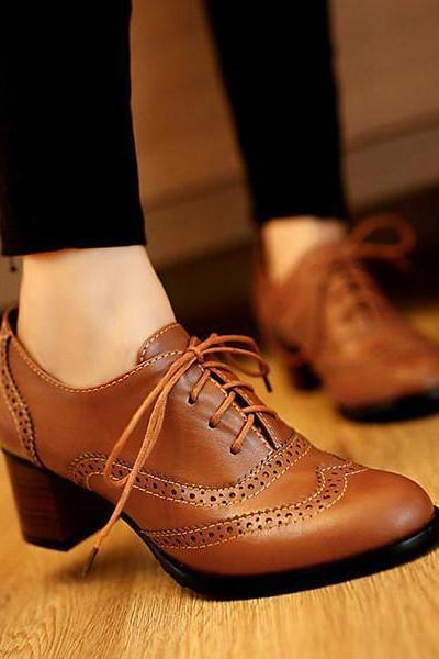 Veooy British Style Carved Classy Lace Up Oxford Shoes