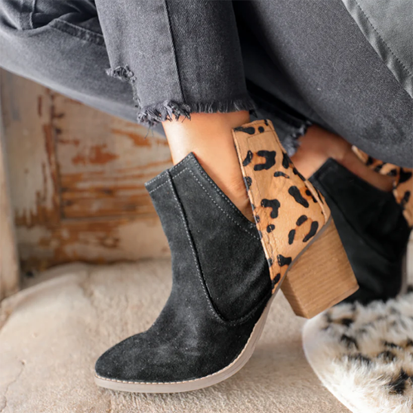 Suisecloths Retro Western V Cut Ankle Boots Slip On Chunky Stacked Heel Booties main image 0